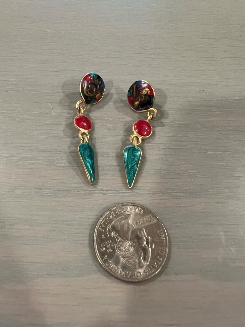 Vintage Retro Abstract Multicolor Dangly Earrings
